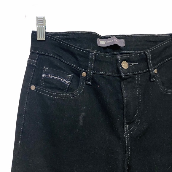 Levis Black Mid Rise Skinny Denim Jeans Sz 28 - Picture 3 of 8